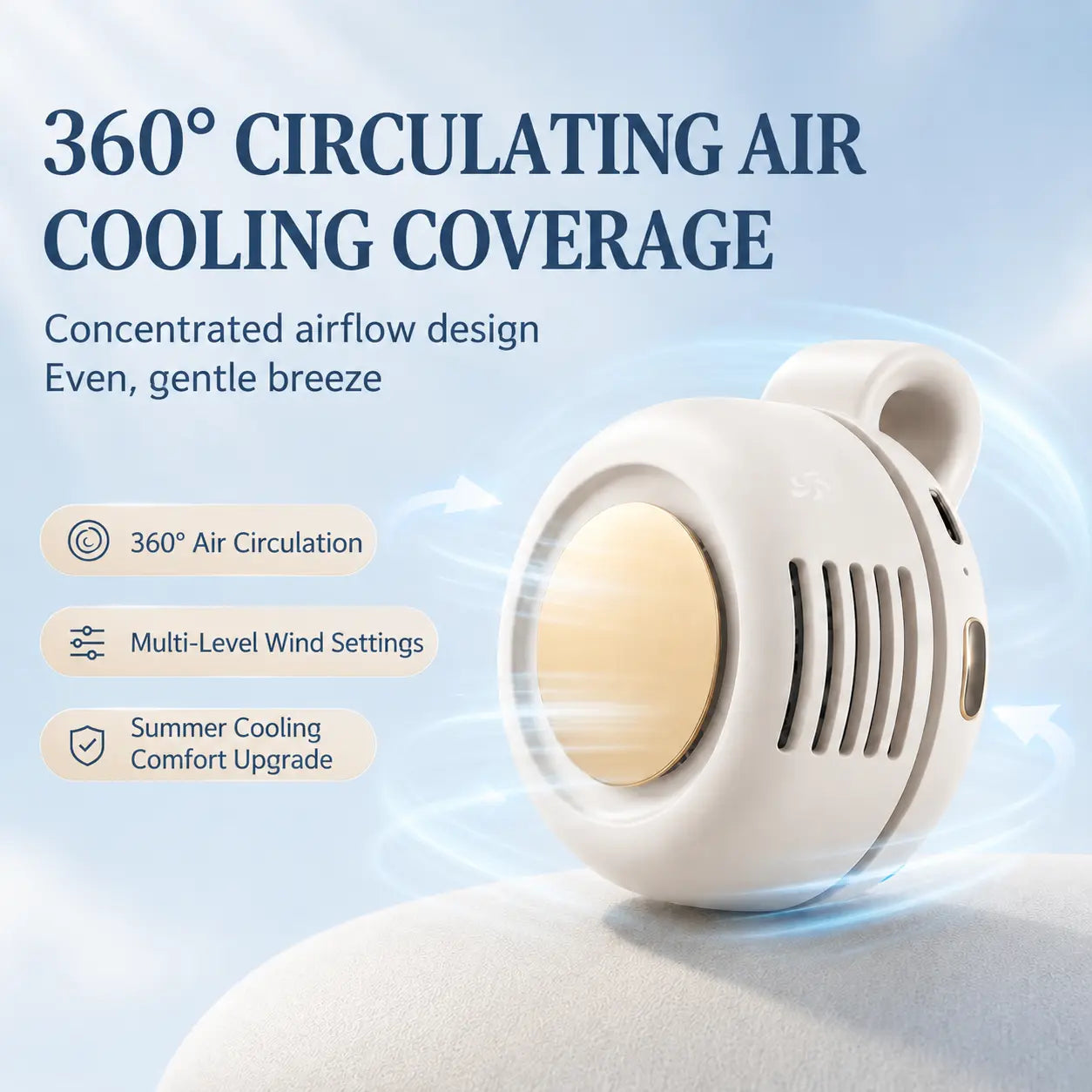 3-in-1 Mini Cyclone Bladeless Fan | Portable Neck & Waist-Mountable USB Rechargeable Fan