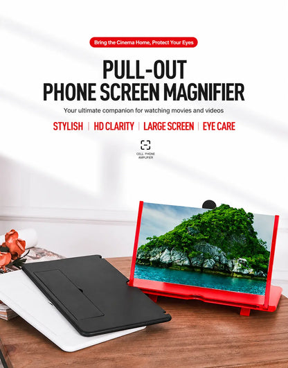 Extra-Large 3D HD Phone Screen Magnifier with Stand | Blue-Light Filter & Eye Protection